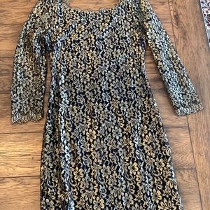 Diane Von Furstenberg black and gold cocktail dress